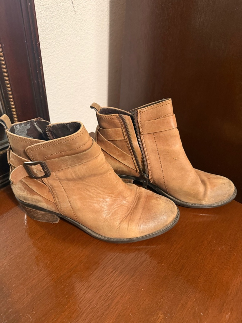 Tan Leather Ankle Booties